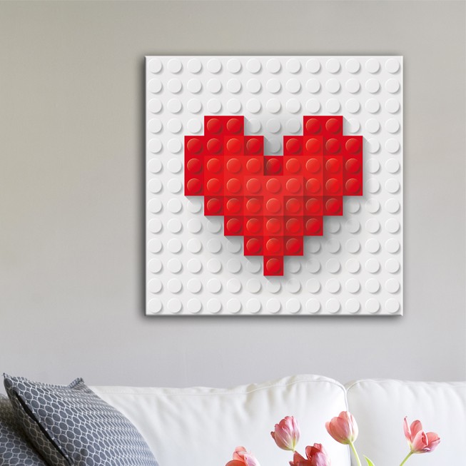 Tableau Coeur en Lego - Décoration murale design